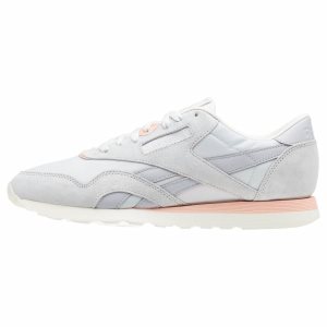 Reebok Classic Nylon Turnschuhe Herren - Weiß/Grau/Rosa - DE 015-YTM